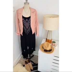 Black Tank Dress W/ Embroidered Detail